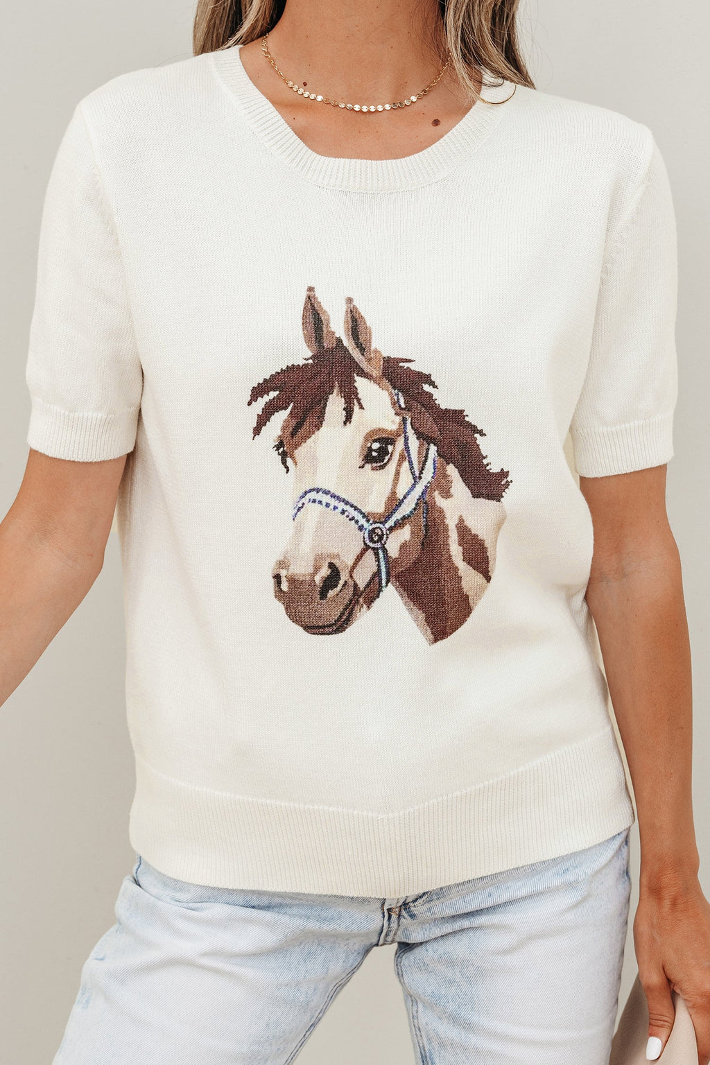 Regina Printed Short Sleeve Sweater