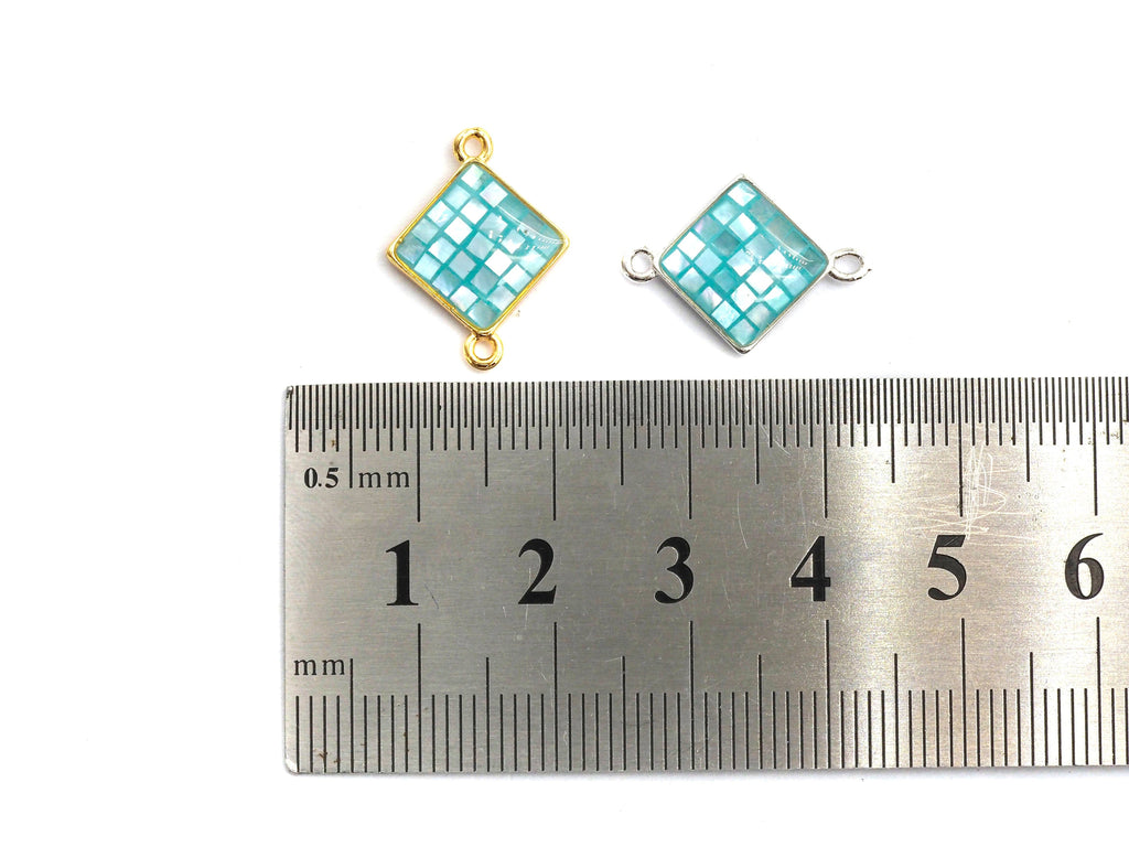 Natural Blue Shell Rhombus Shape Charm,18x14mm, Sku#Z286