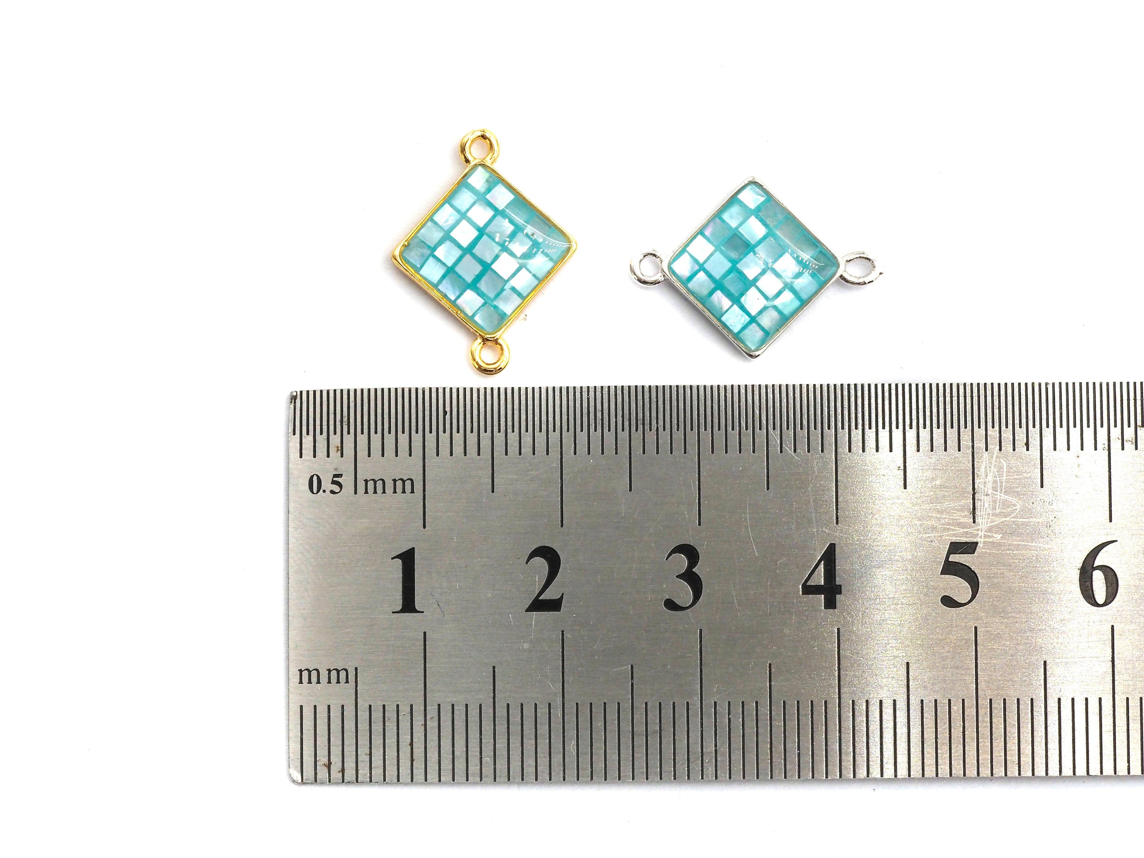 Natural Blue Shell Rhombus Shape Charm,18x14mm, Sku#Z286
