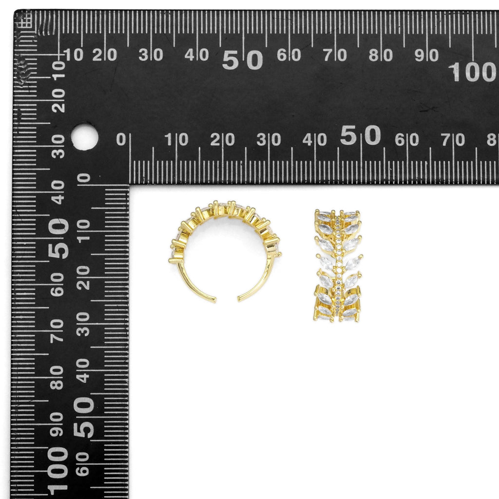 Gold Clear CZ Branch Adjustable Ring, Sku#LX276