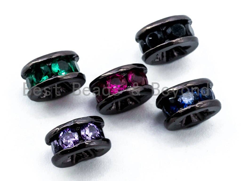 8mm CZ Micro Pave Tube Beads Hollowed Out Flower for Bracelet/Necklace, Cubic Zirconia Beads, Bracelet Spacer Beads, sku#G295