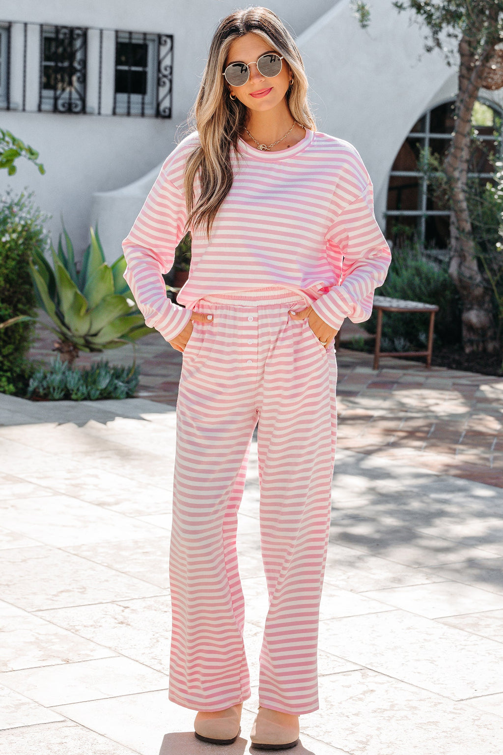 Amber Stripe Drop Shoulder Set