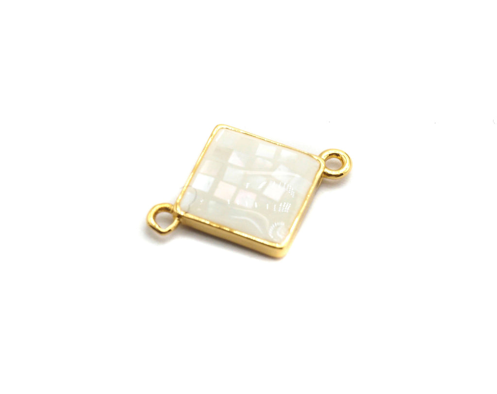 Natural White Shell Rhombus Shape Charm, 18x14mm, Sku#Z285