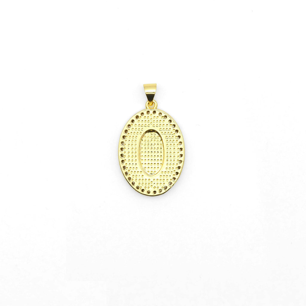 Clear CZ Gold Oval Pearl Virgin Mary Shape Charm, Sku#LX241