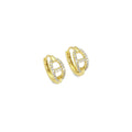 Cute CZ Oval Link Huggie Earrings, Sku#Y795
