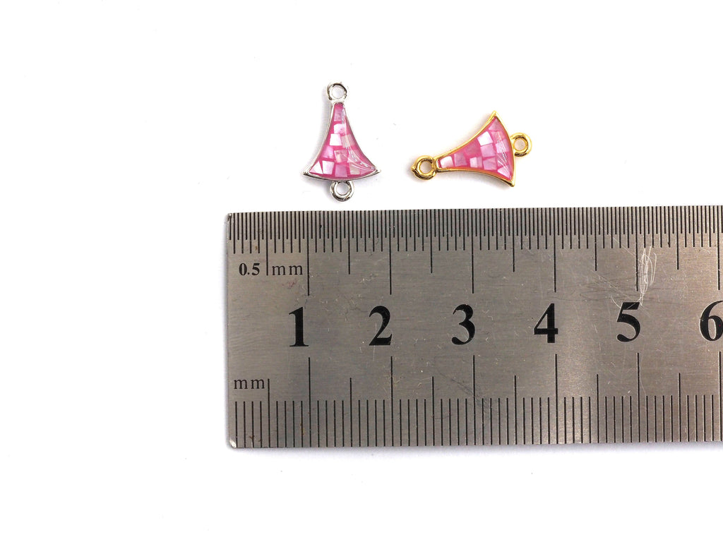 Natural Pink Shell Fan Shape Charm, 15x10mm, Sku#Z264