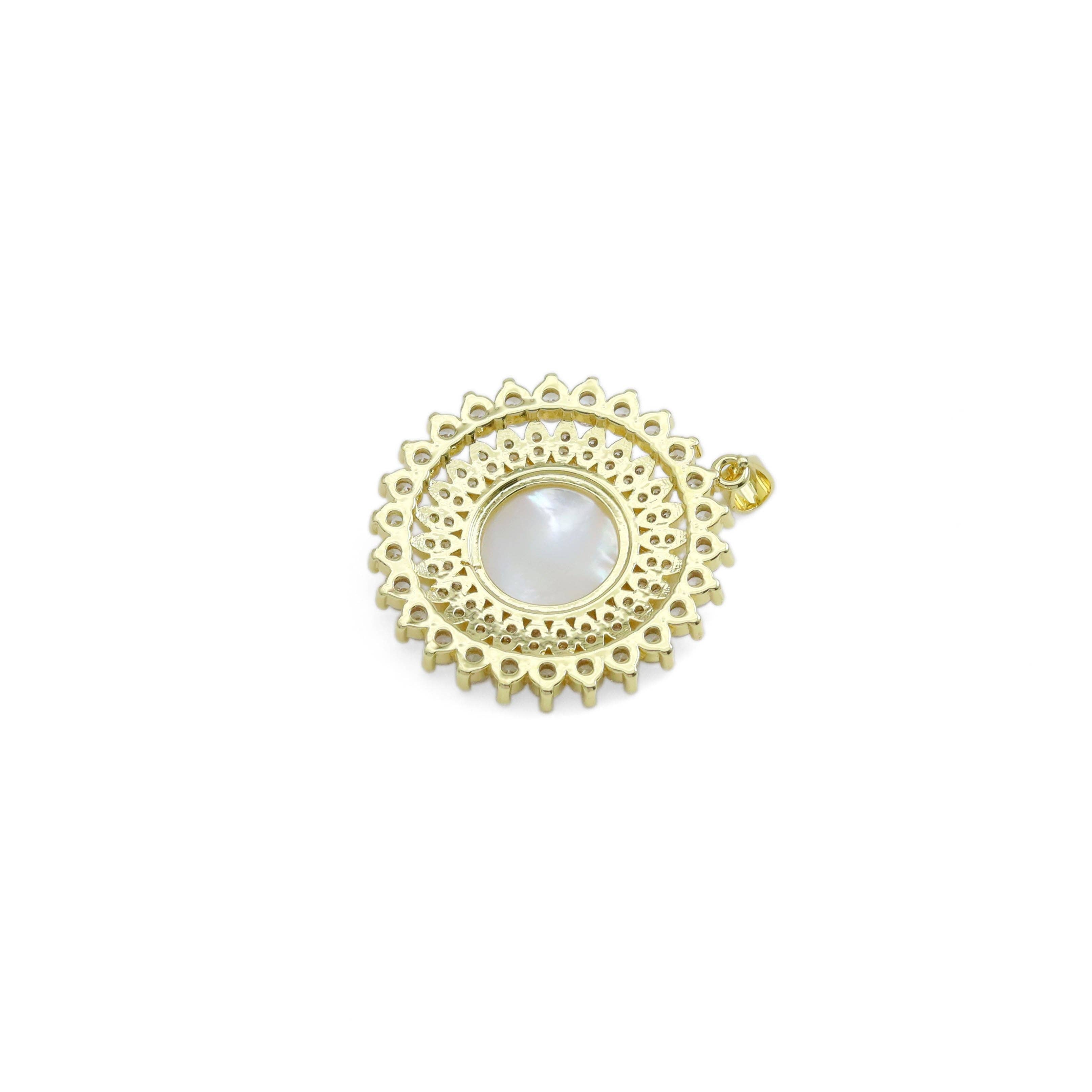 Beautiful CZ Mop Mother of Mary Pendant Charm, Sku#LX565