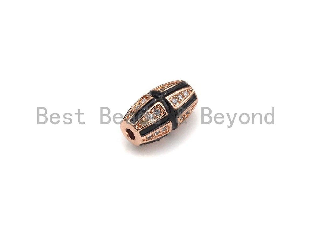 CZ Pave Barrel Shape beads, Cubic Zirconia Enamel Spacer Beads, 7x12mm, sku#Z935