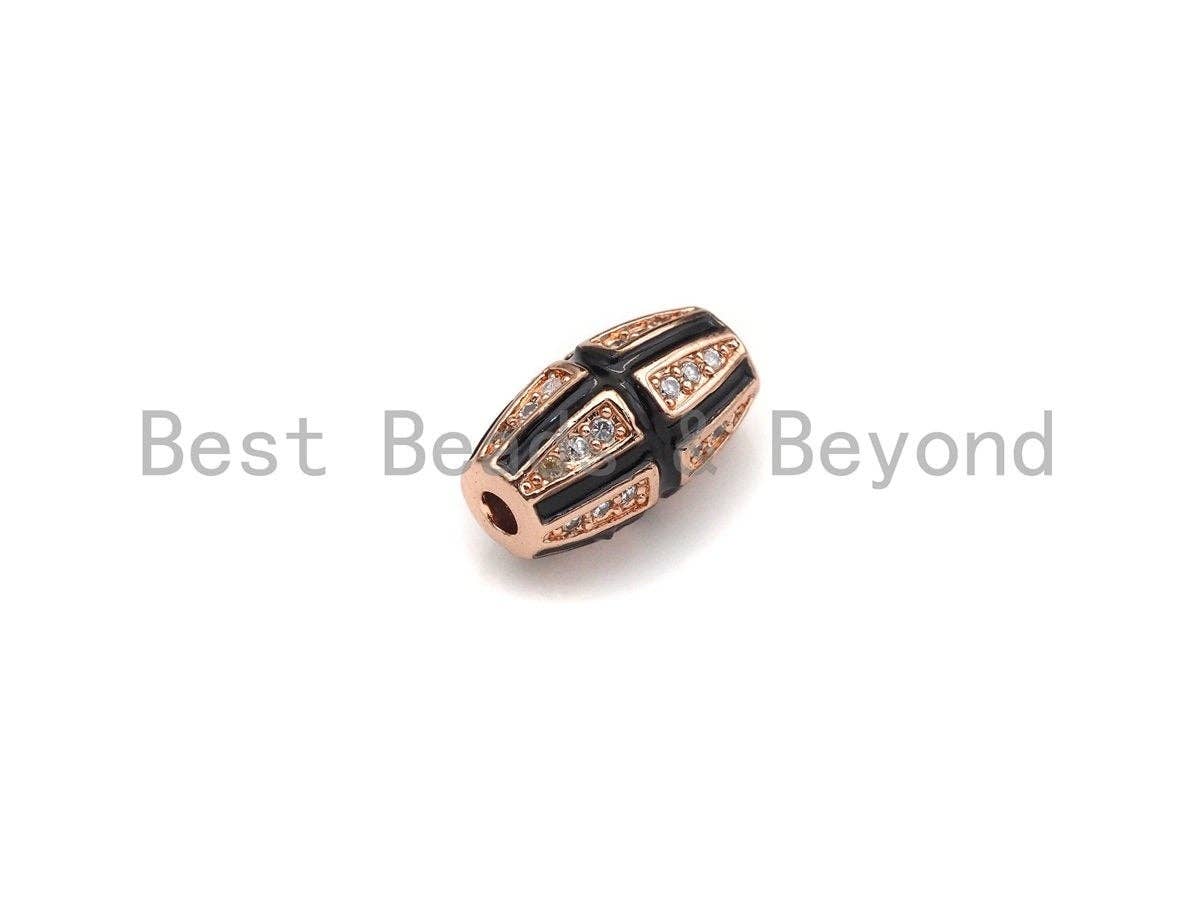 CZ Pave Barrel Shape beads, Cubic Zirconia Enamel Spacer Beads, 7x12mm, sku#Z935