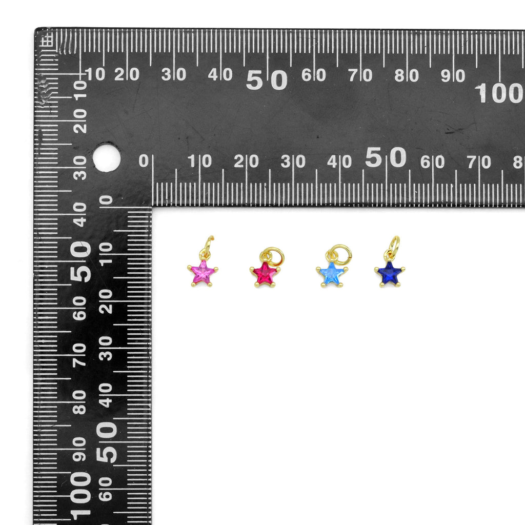 Colorful CZ Celestial Star Charm, Mini Star Charm, Sku#LX525