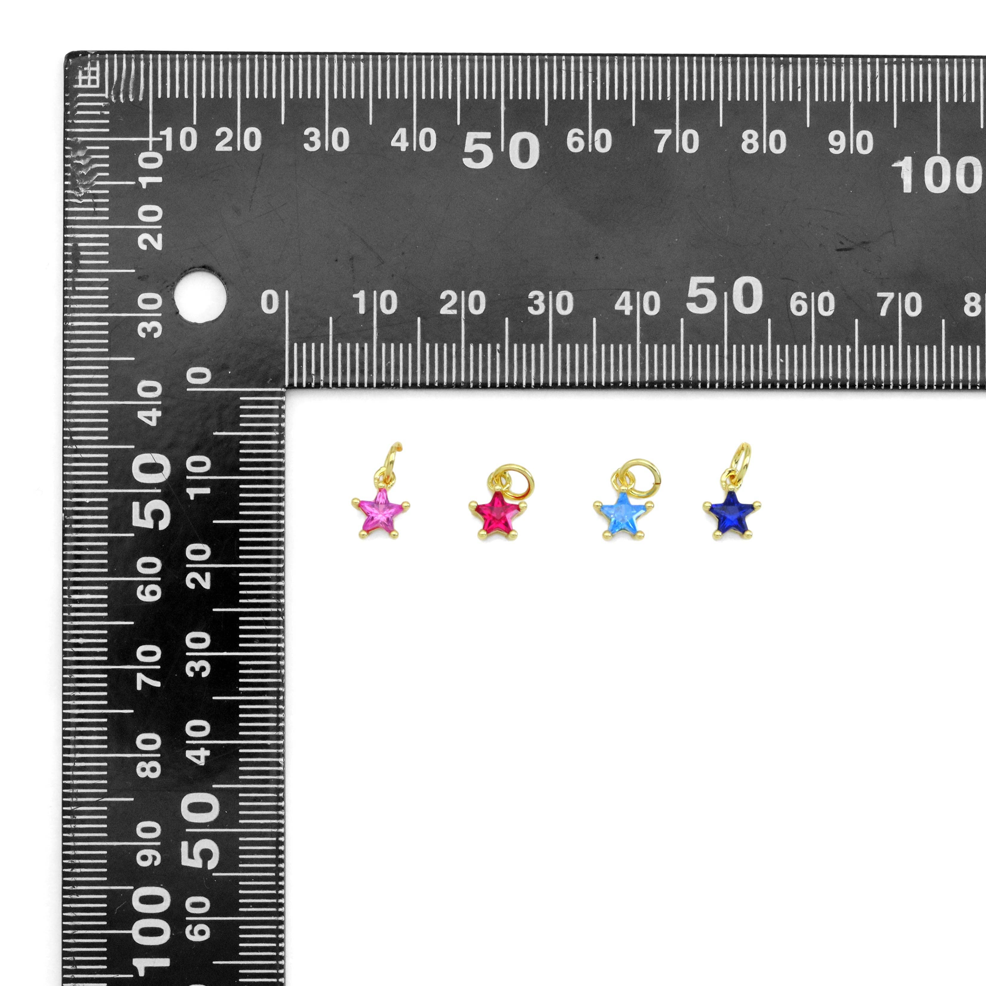 Colorful CZ Celestial Star Charm, Mini Star Charm, Sku#LX525