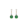 Clear CZ Gold Green Round Jade Stud Earrings, Sku#LX352-Bestbeads & Beyond