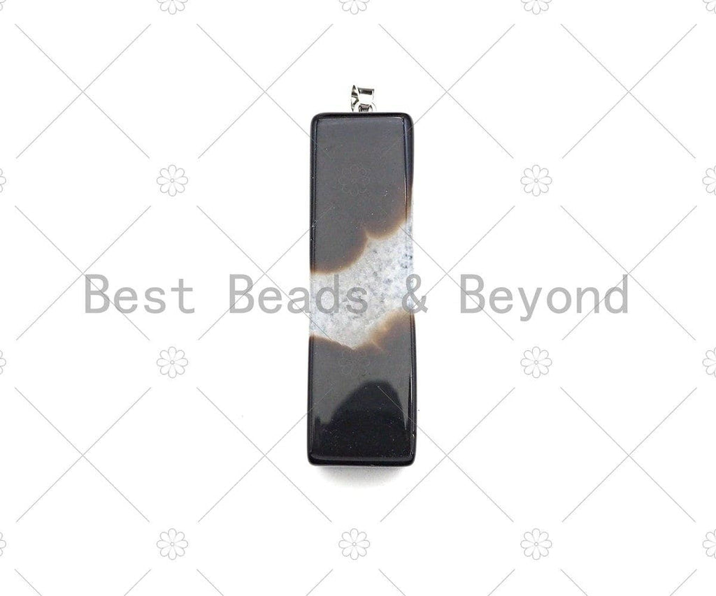 High Quality Natural Druzy Agate Cubic Column Shape Pendant, Necklace Agate Pendant,15x60mm,Sku#YK24