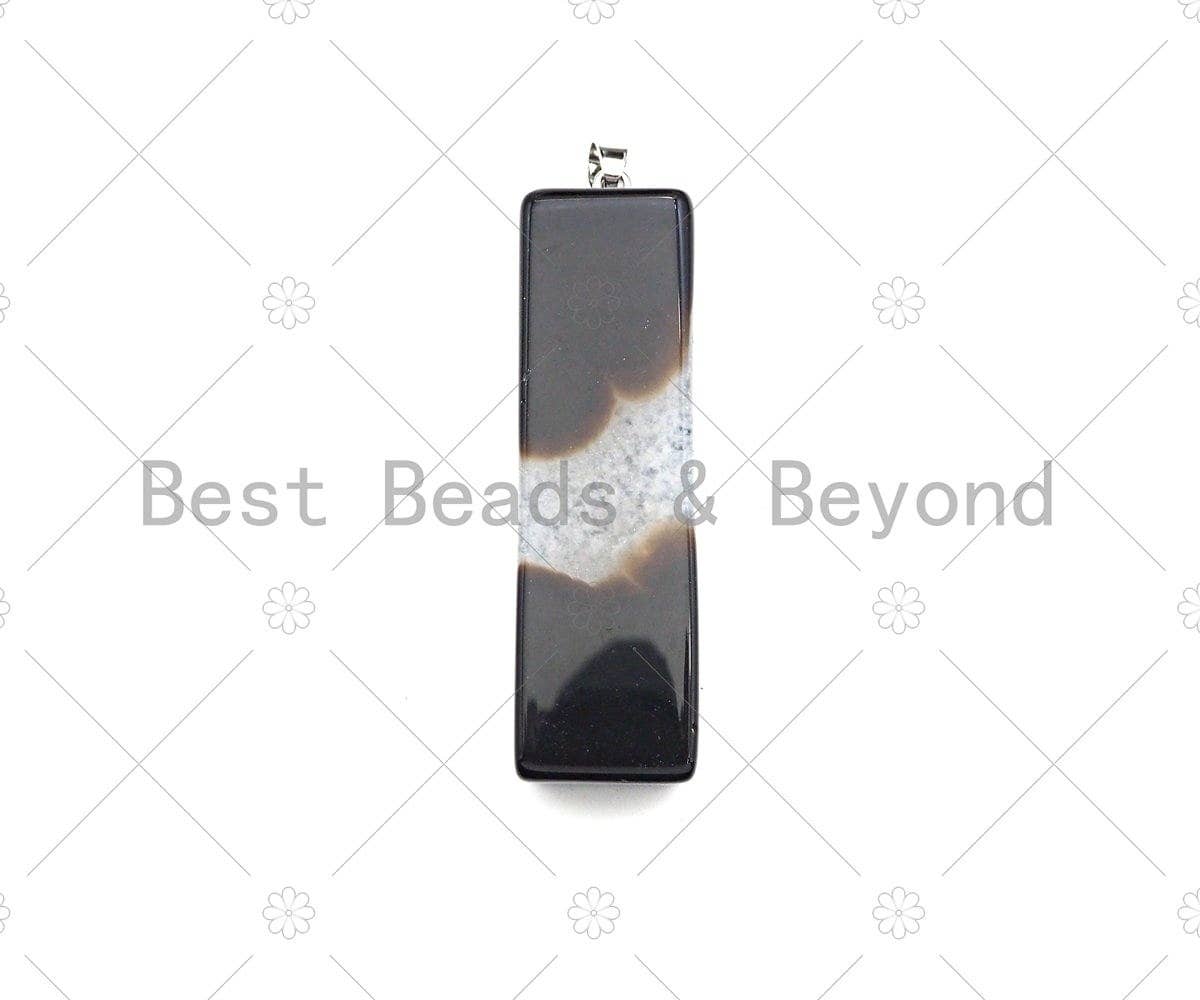 High Quality Natural Druzy Agate Cubic Column Shape Pendant, Necklace Agate Pendant,15x60mm,Sku#YK24