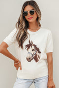 Regina Printed Short Sleeve Sweater