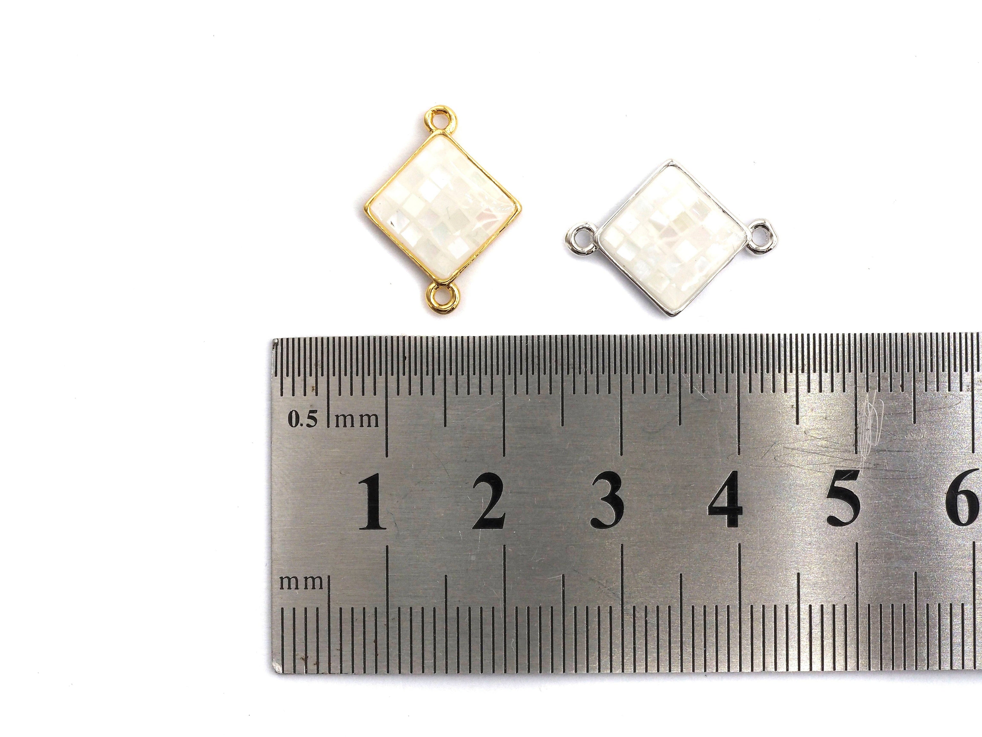 Natural White Shell Rhombus Shape Charm, 18x14mm, Sku#Z285