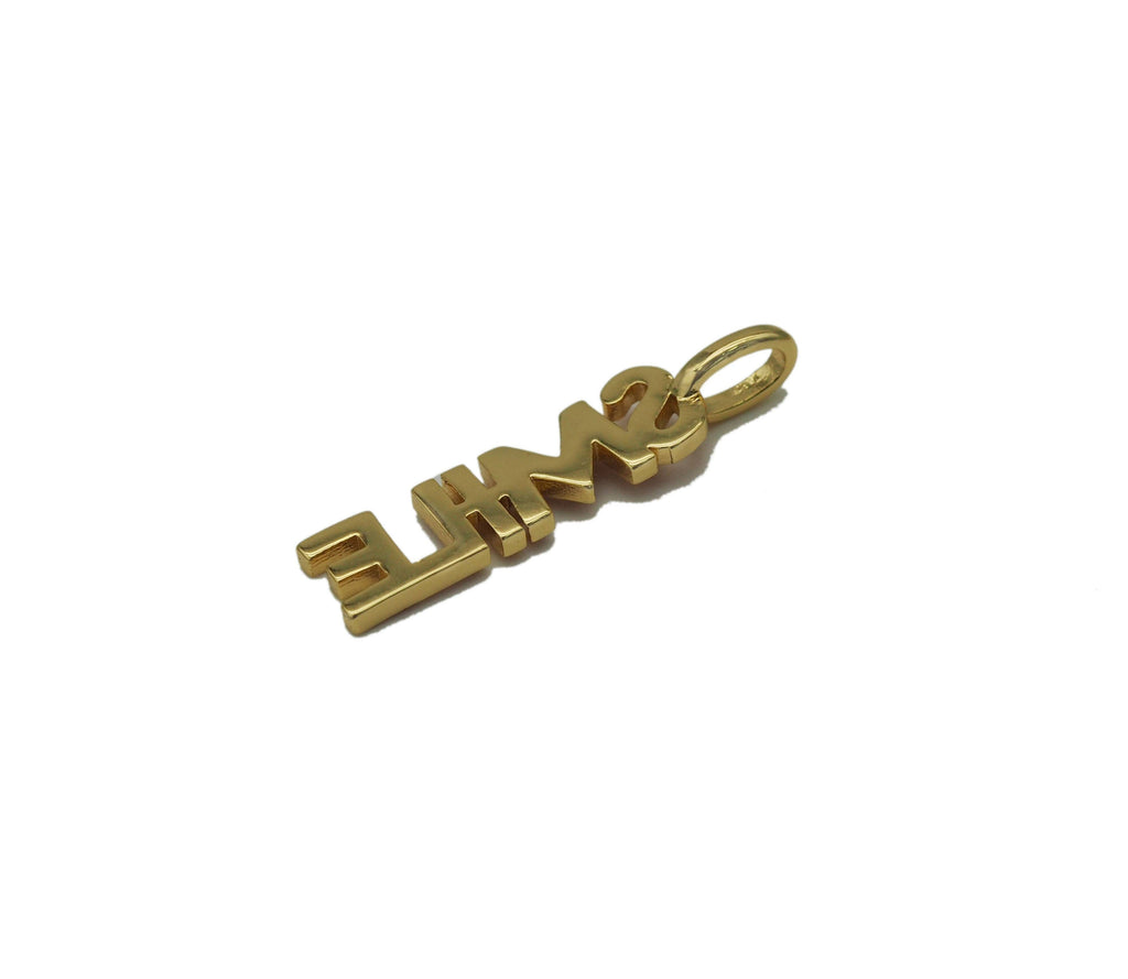Gold Enamel Smile Bar Charm, Sku#Z1450