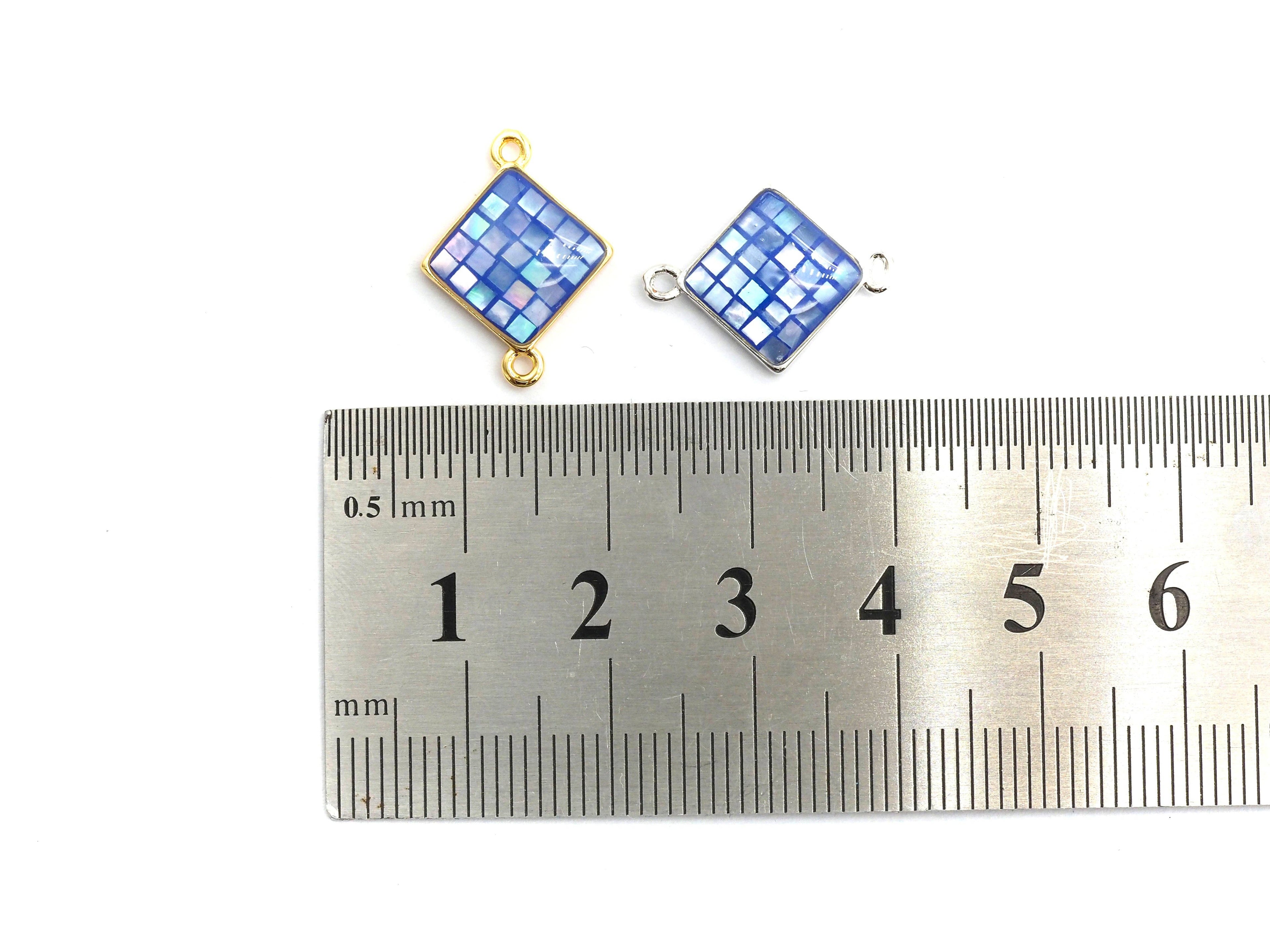 Natural Cobalt Shell Rhombus Shape Charm, 18x14mm, Sku#Z284