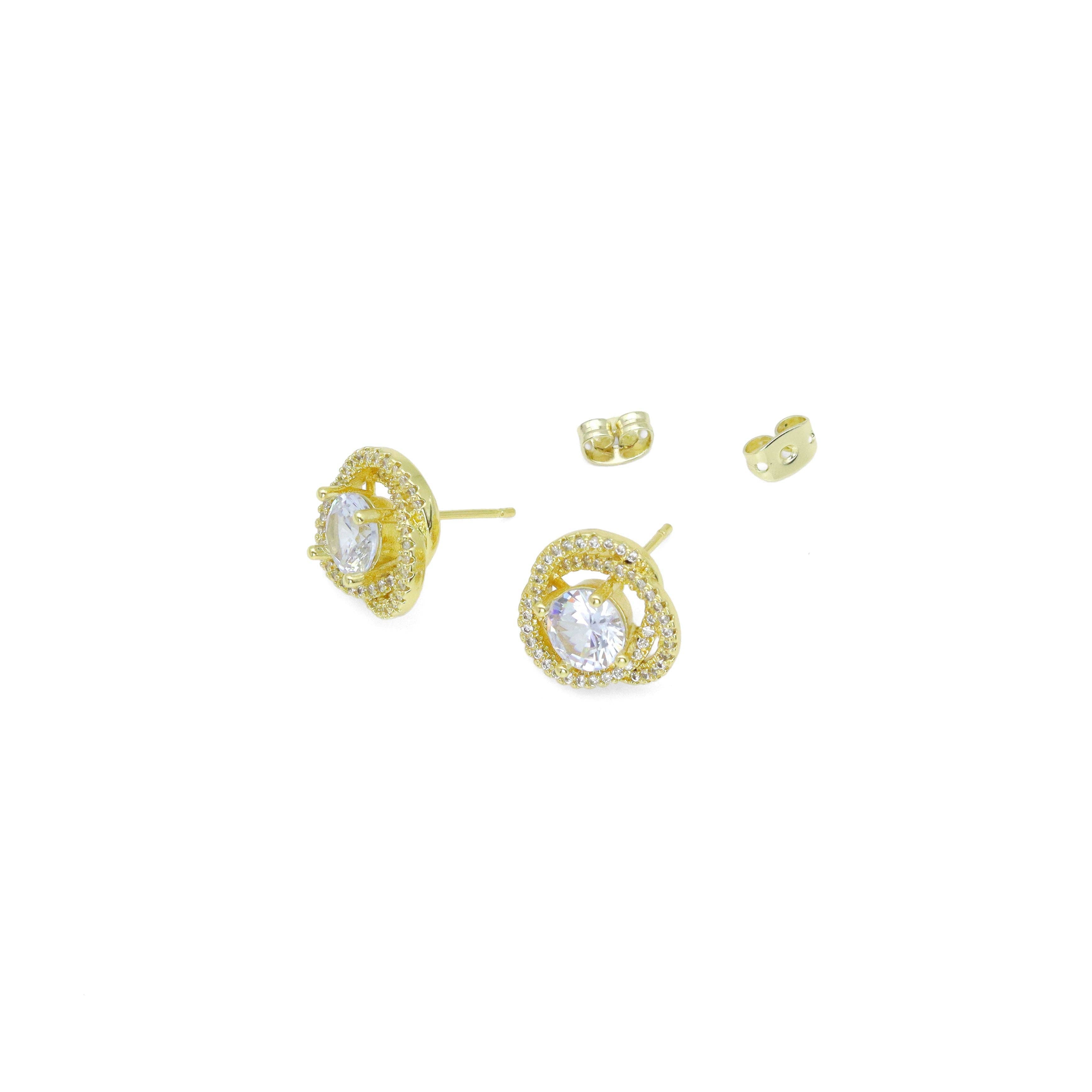 Big Diamond CZ Rose Flower Stud Earrings, Sku#LX772