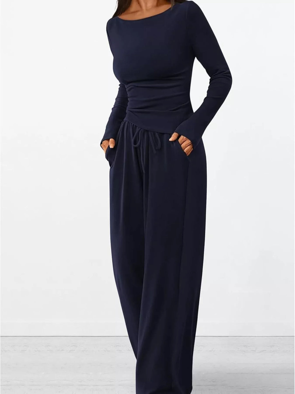 Long Sleeve Top and Wide Leg Pants Set