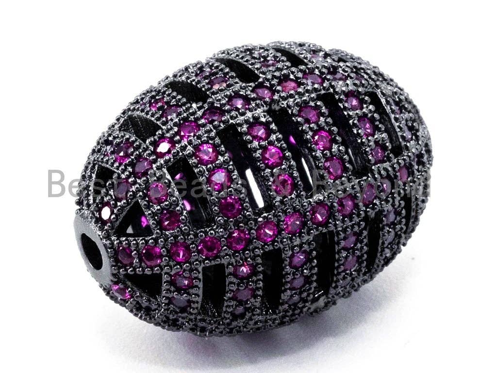 CZ Micro Pave Oval Cage Spacer Beads, Green Purple Blue Black Cubic Zirconia Space Beads, Bracelet Spacer Beads,  16x12mm, sku#G55