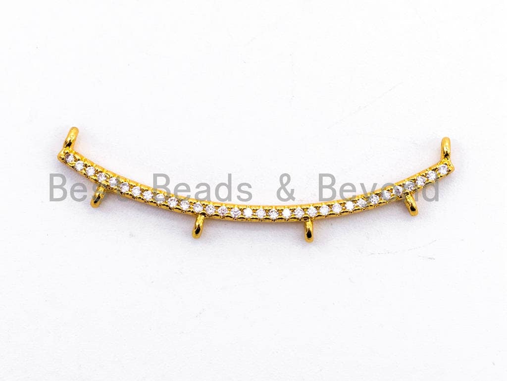 CZ Micro Pave Pendant Connector for Necklace, Pave Charm Holder, Black/Silver/Gold/Rose Gold tone Connector with Clear CZ, 2x40mm,sku#F400
