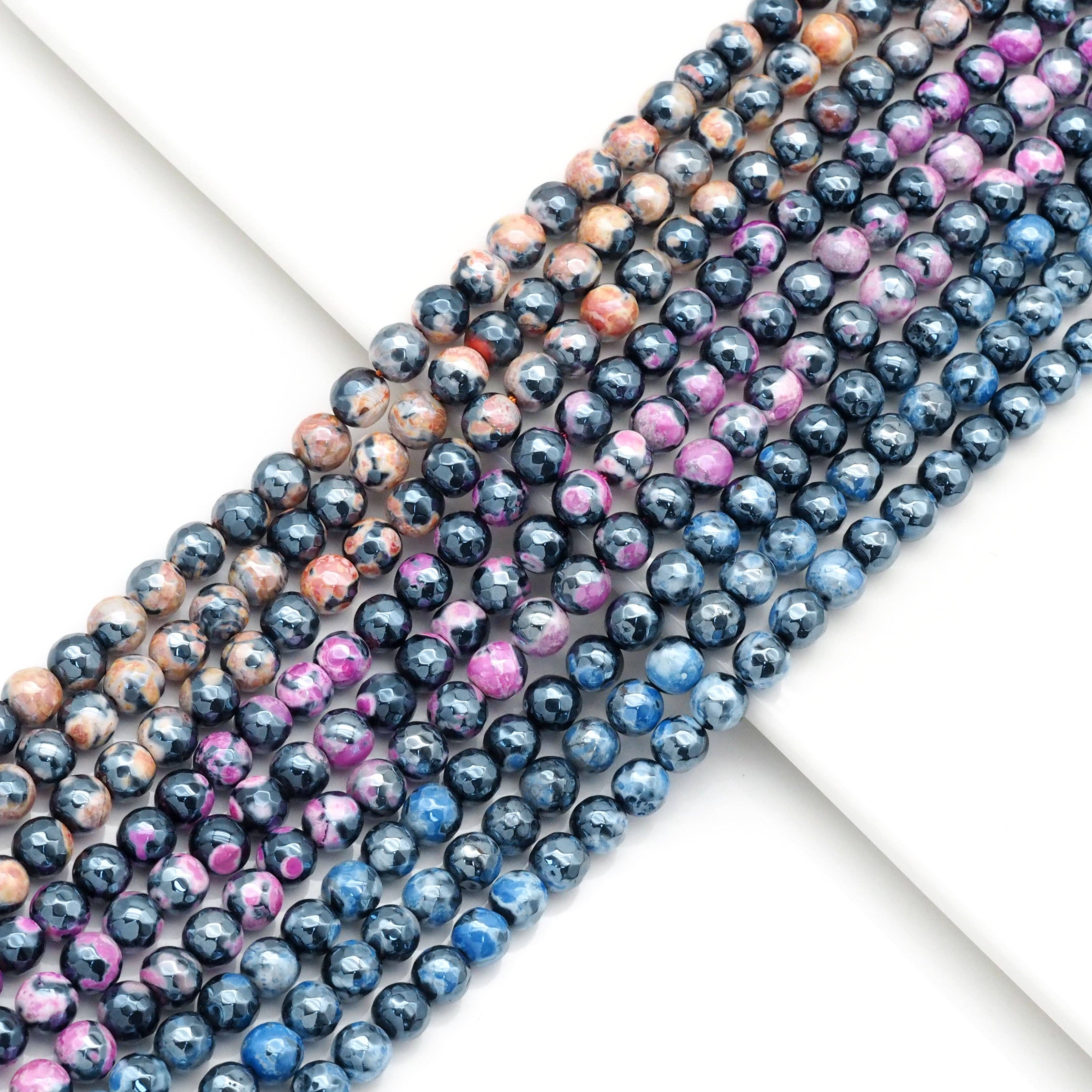 Mystic Agate Round Faceted Beads, Sku#U1761