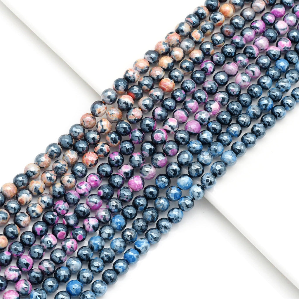 Mystic Agate Round Faceted Beads, Sku#U1761