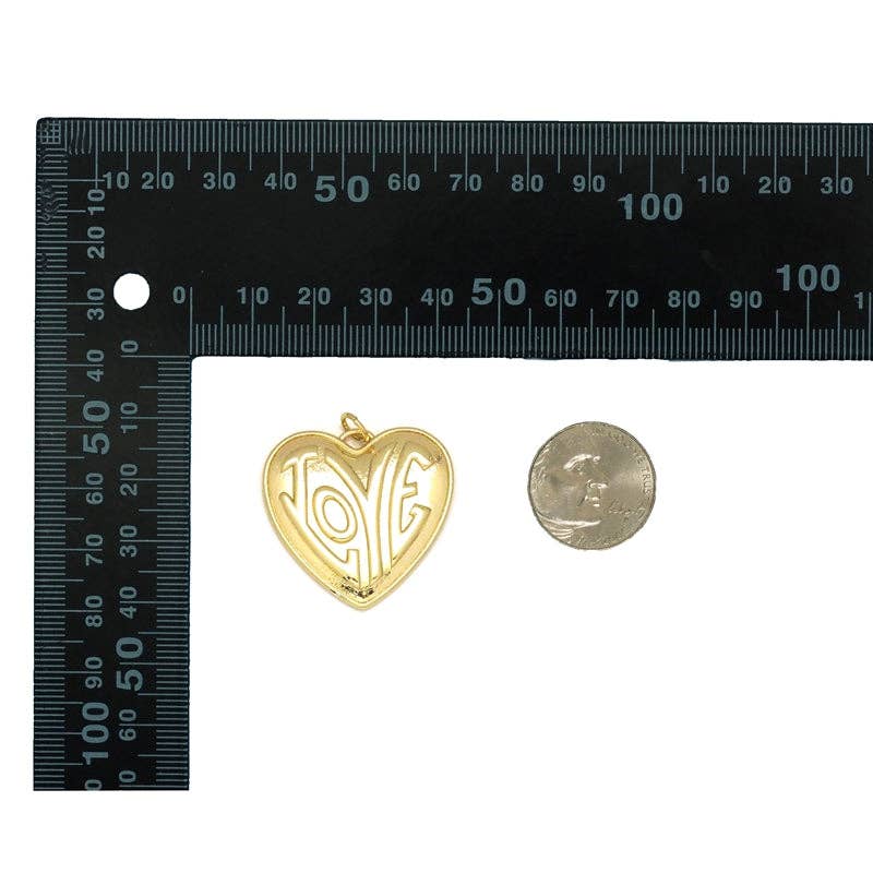 CZ Gold Love On Heart Charm, Sku#LX211