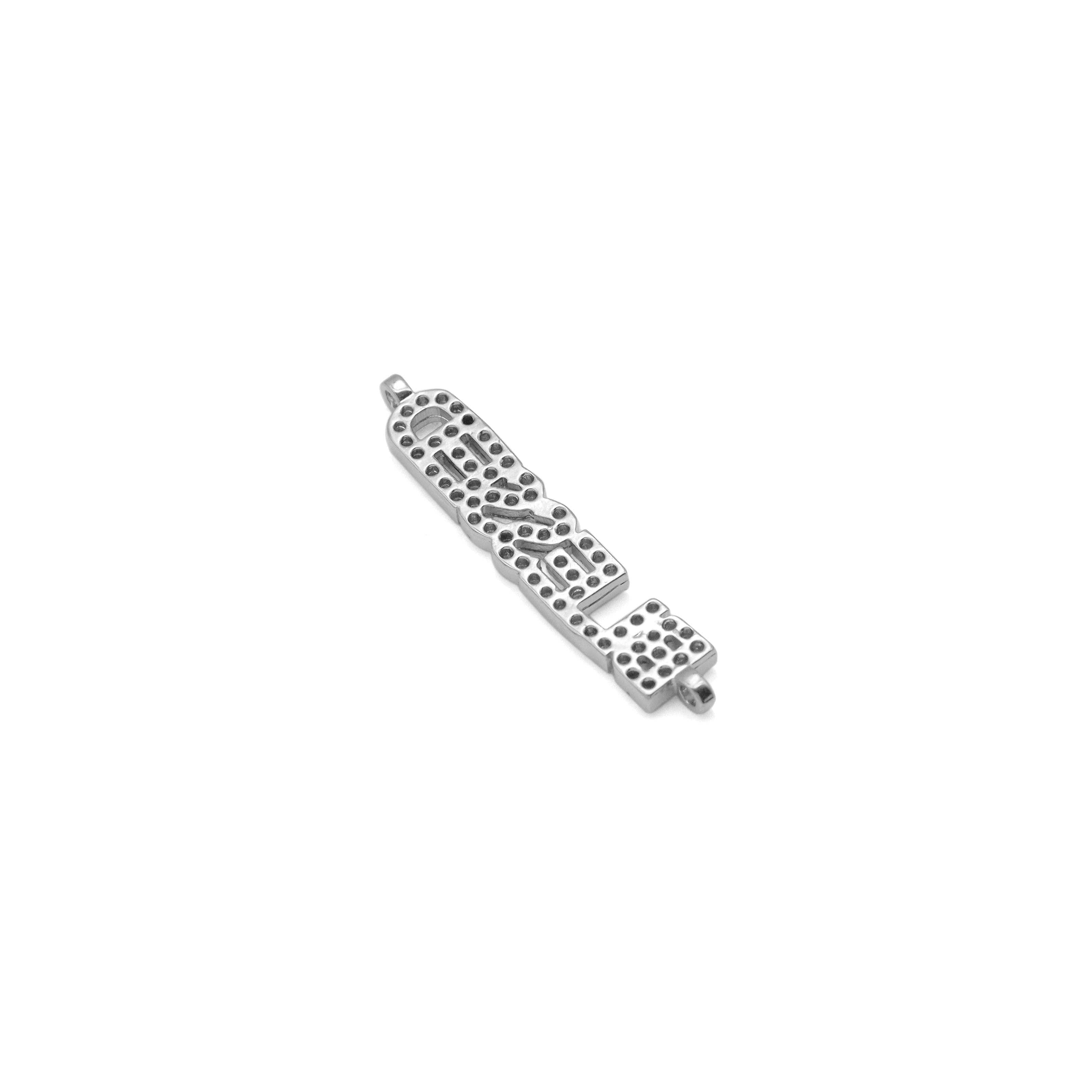 CZ Silver Kindness Believe Blessed Faith Happy Connector Charm Beads, Sku#LX711