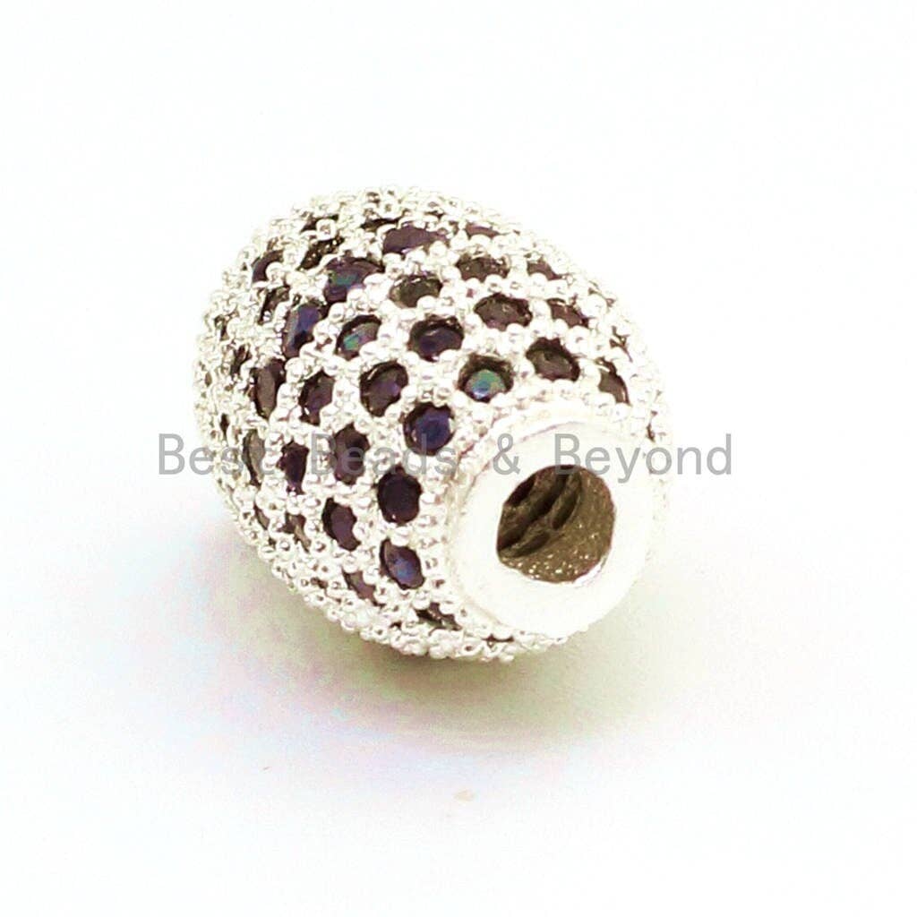 CZ Micro Pave Oval Spacer Beads with Black Crystal for Bracelet/Necklace, Cubic Zirconia Beads, Bracelet Charms, 12x8mm,sku#G35-Bestbeads & Beyond