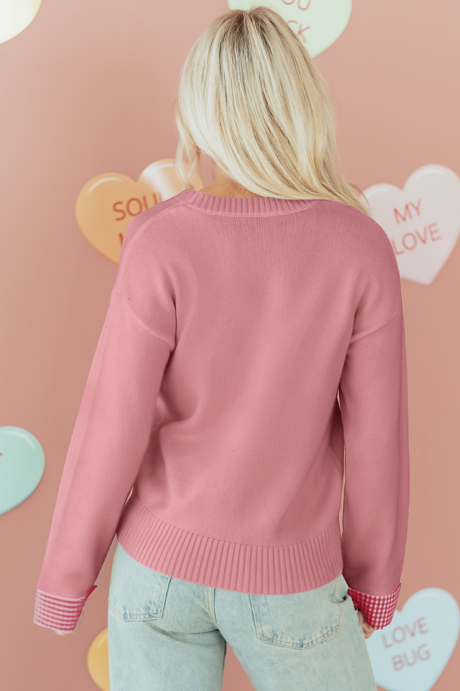 Goldie Cuffed Drop Shoulder Sweater-Threaded Pear