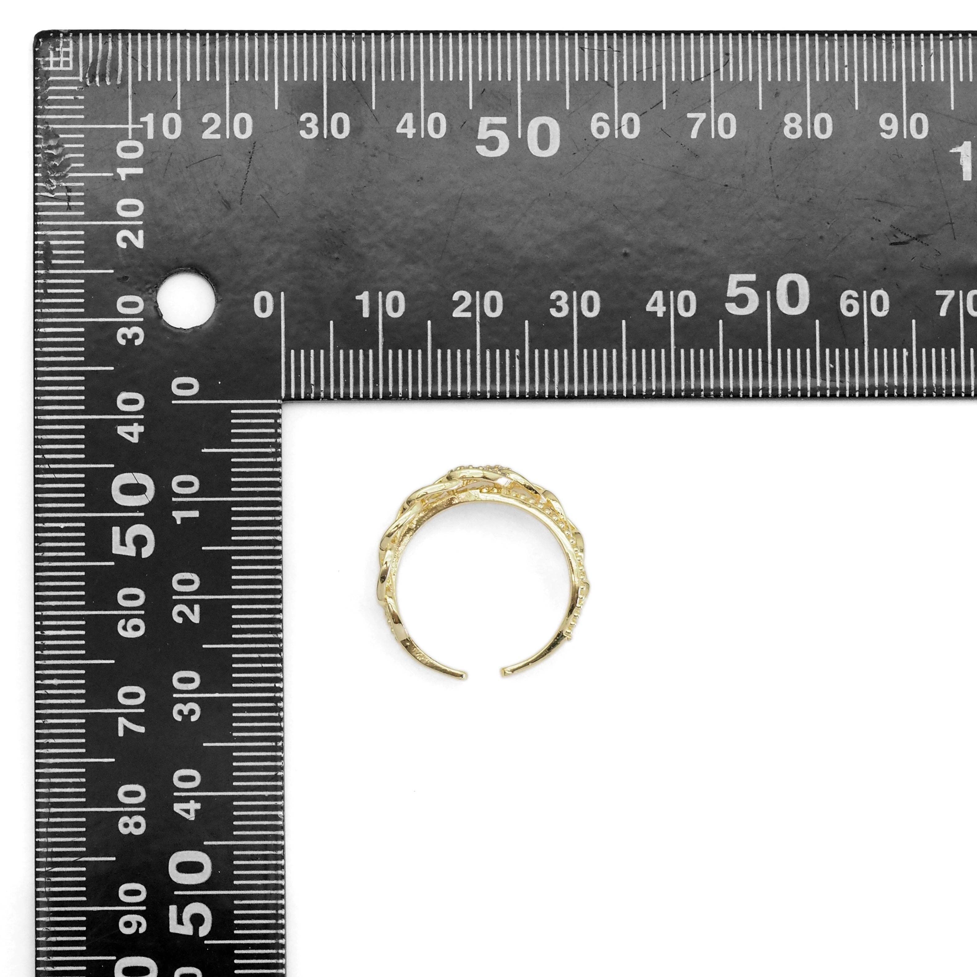 Gold CZ Oval Link Cross Adjustable Ring, Sku#ZX149