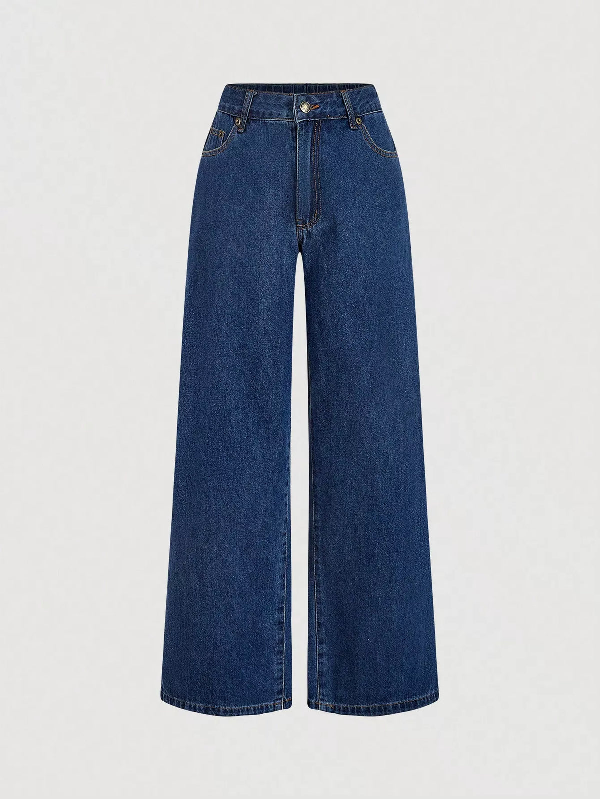 Halter Neck Denim Vest and Wide-Leg Jeans Set