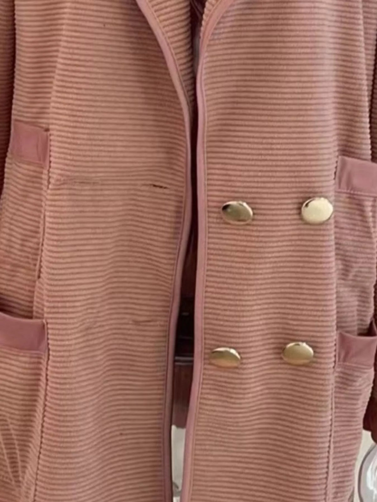Texture Knit Double-Breasted Blazer
