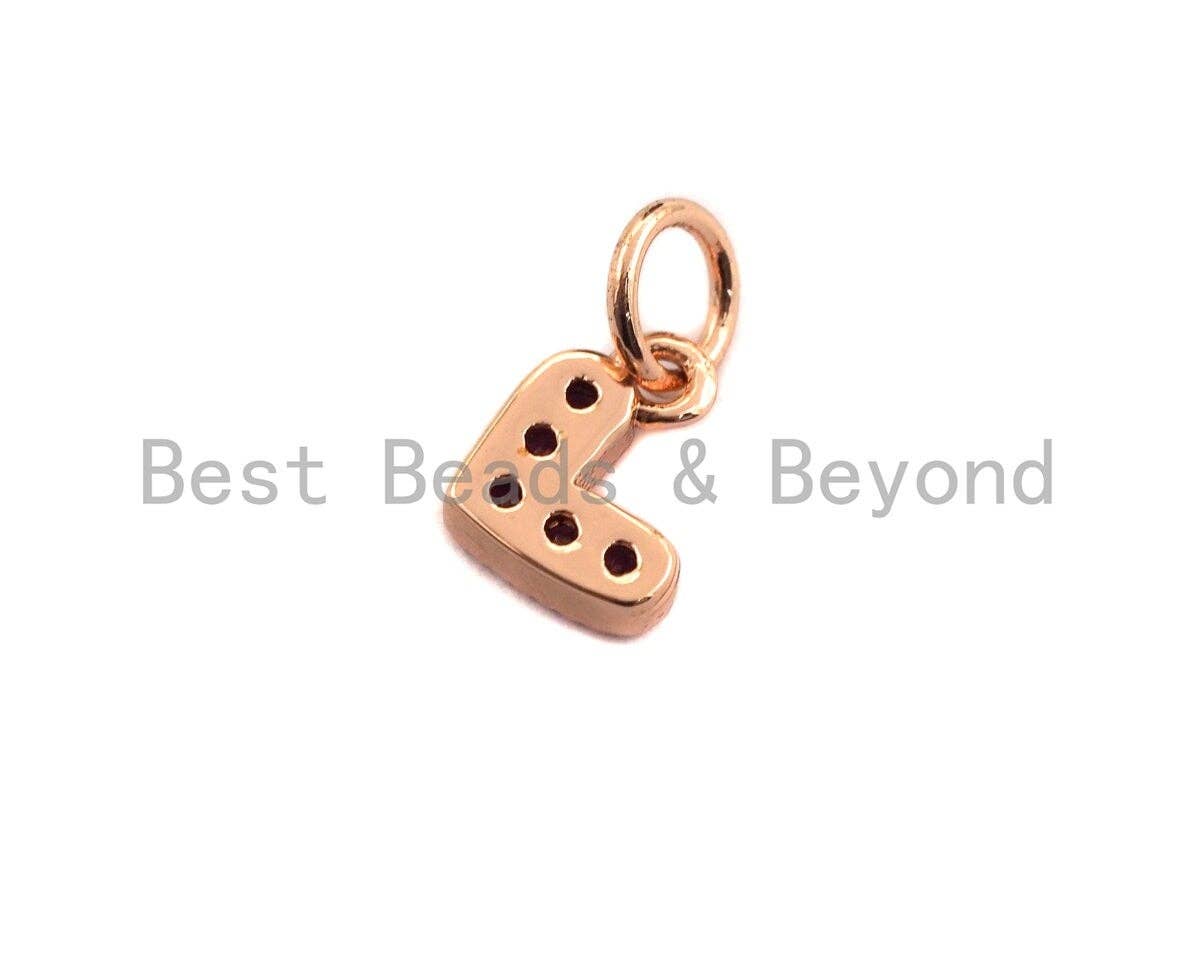 Fuchsia CZ Micro Pave Heart Shaped Pendant/Charm, Pink Heart Charm, Cubic Zirconia Pendant Charm,7x7mm,sku#Z539