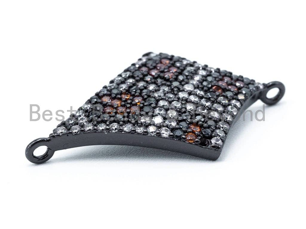 Diamond Shape Brown Dots Leopard Connector, CZ Pave Connector, Sku#E150