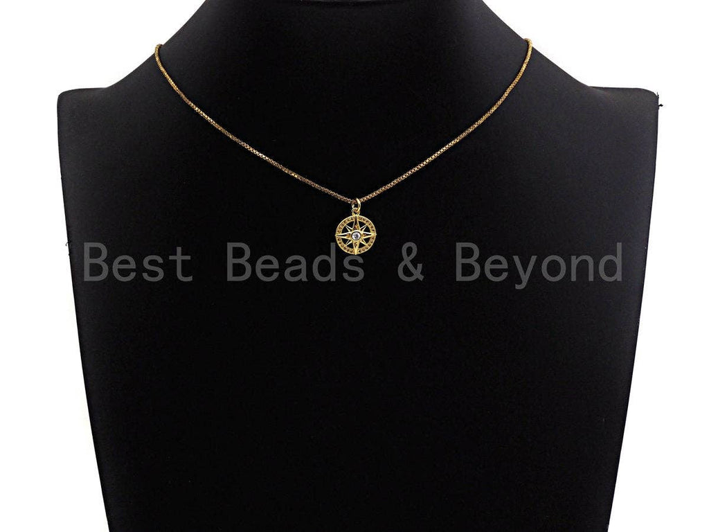 CZ Micro Pave North Star On Round Ring Pendant, Cubic Zirconia Ring Pendant, Micro pave Star pendant, 14mm, sku#Z766