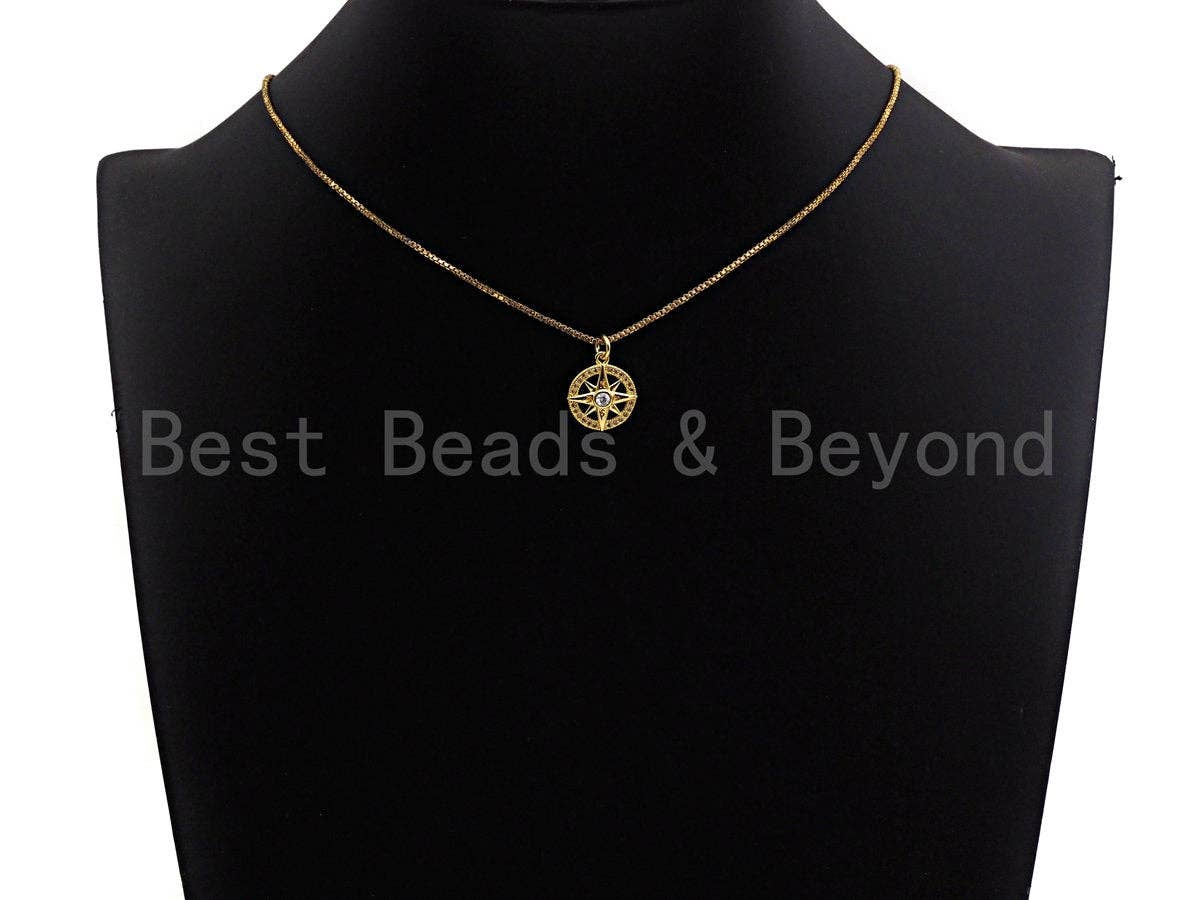 CZ Micro Pave North Star On Round Ring Pendant, Cubic Zirconia Ring Pendant, Micro pave Star pendant, 14mm, sku#Z766