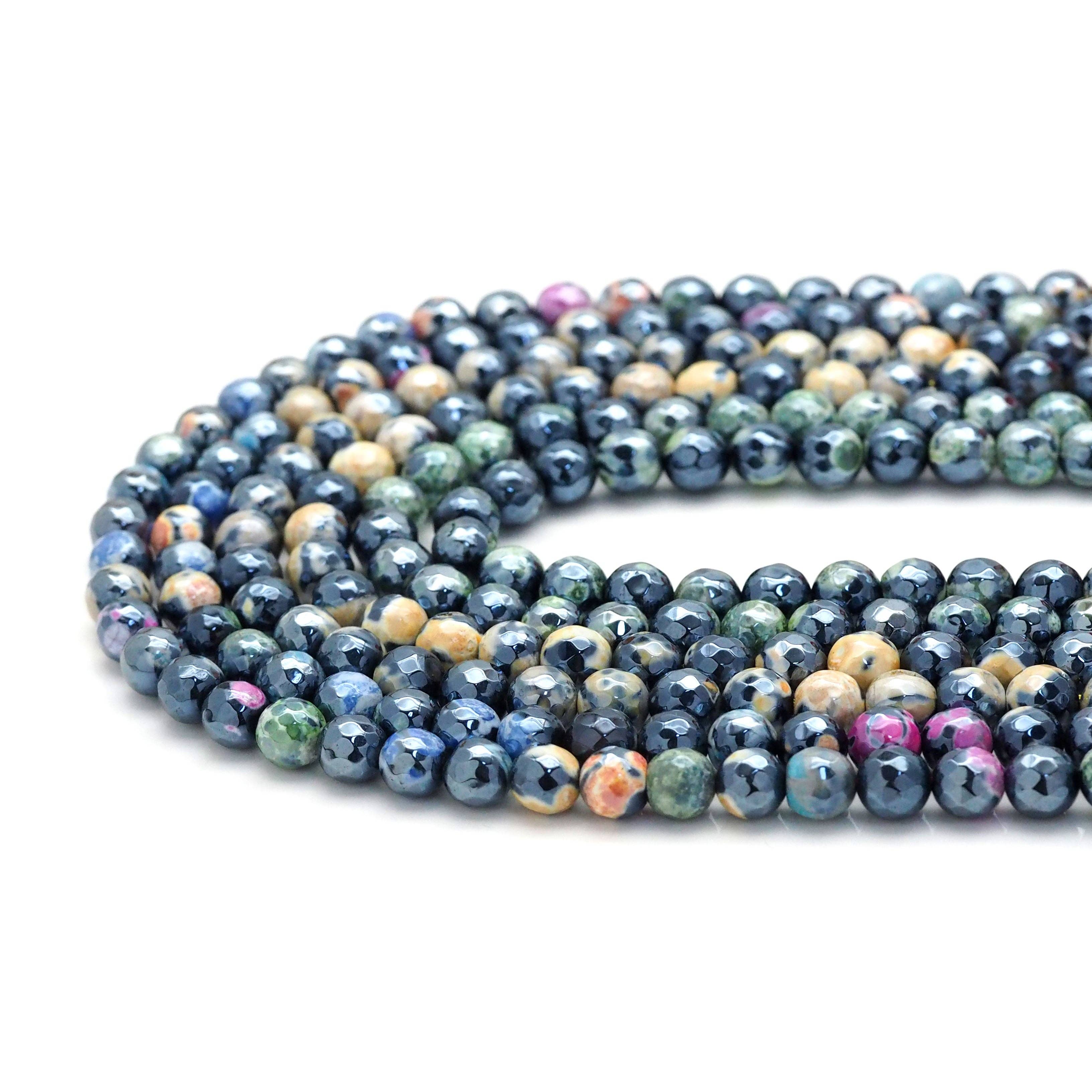 Mystic Agate Round Faceted Beads, Sku#U1761