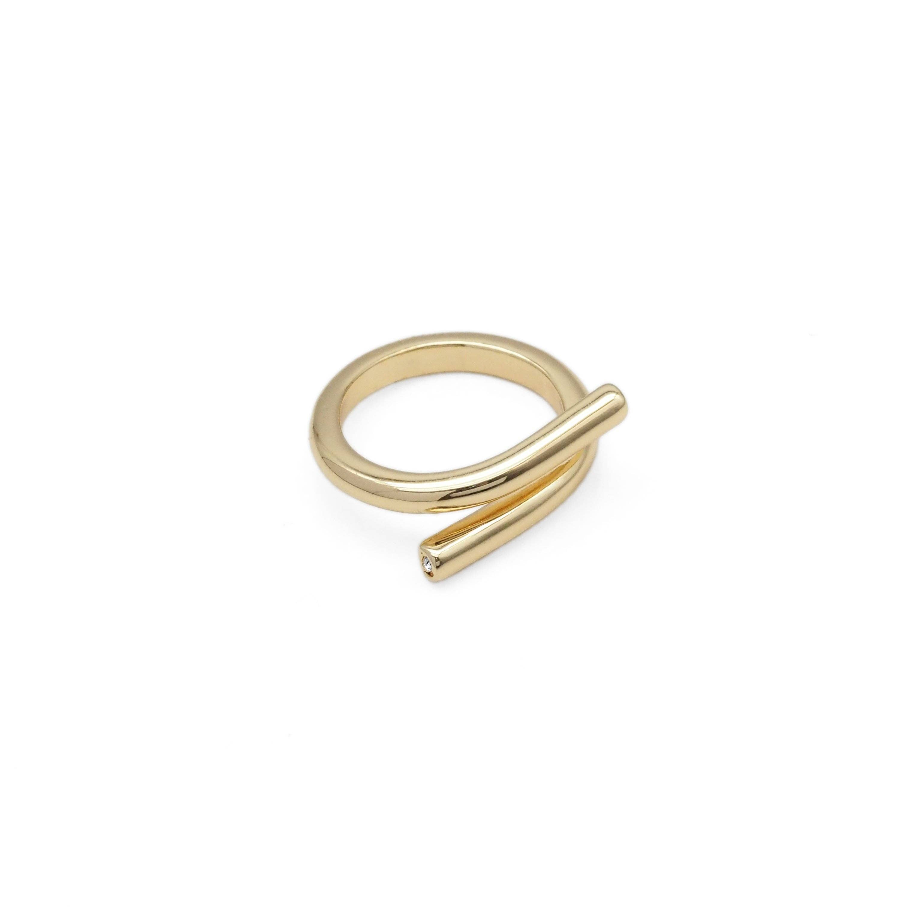 Gold Minimal Bar Ring, Sku#ZX147
