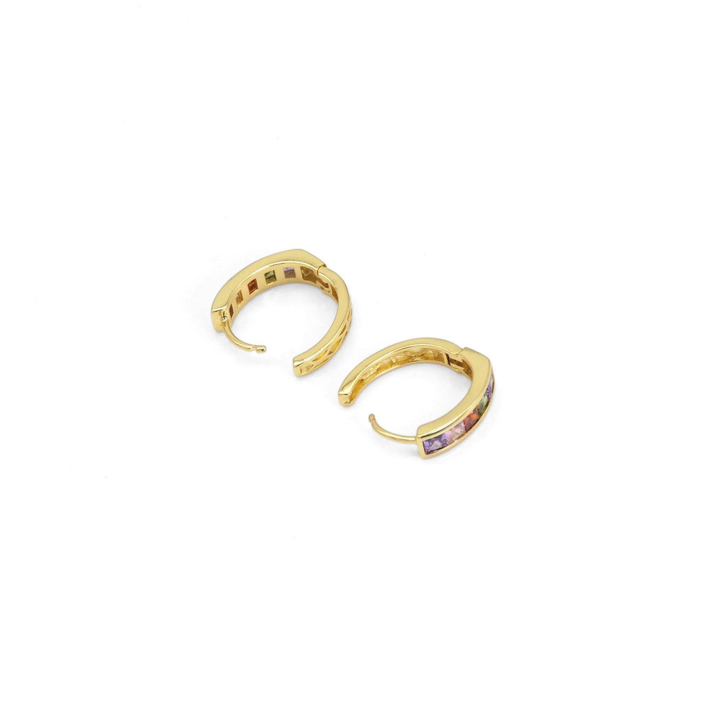 Clear Black Colorful Baguette CZ Oval Earrings, Sku#Y842