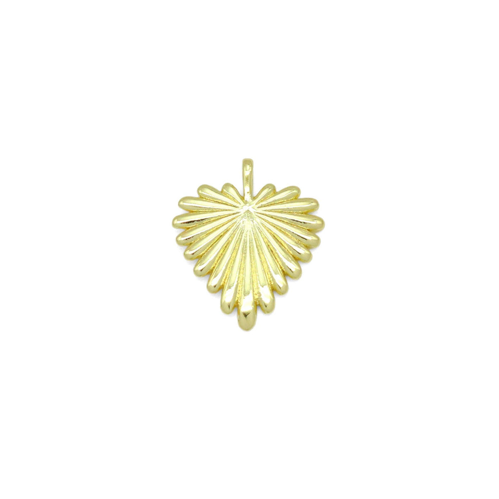 Radial Gold Heart Leaf Shape Charm Pendant, Sku#lx756
