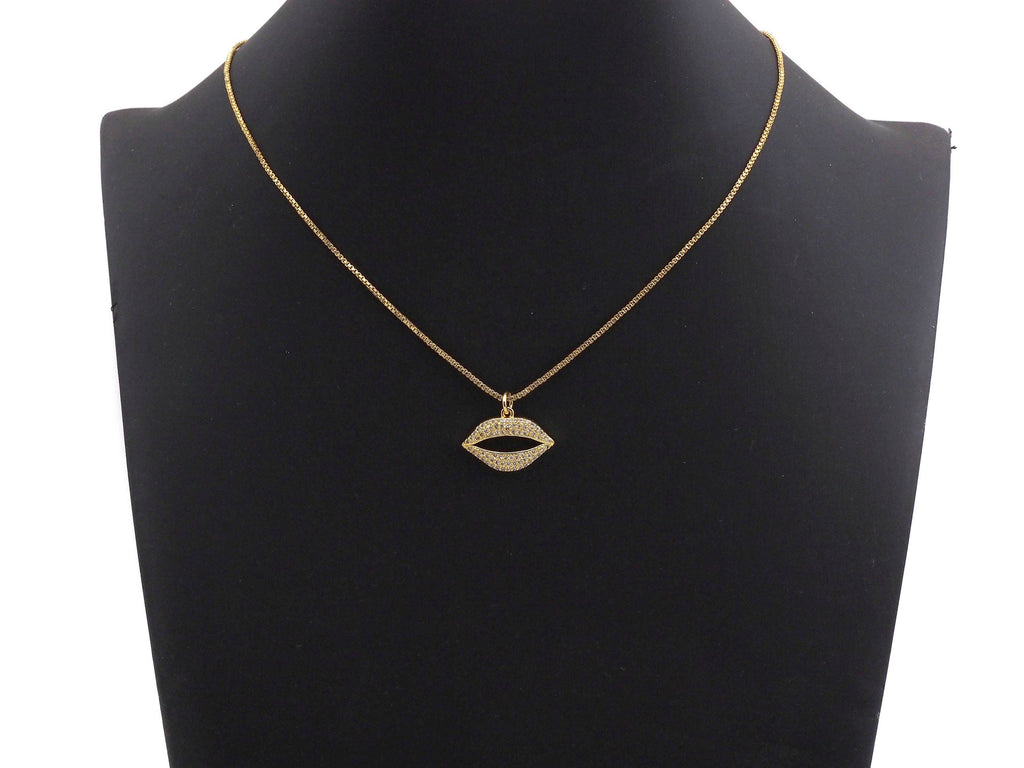 CZ Micro Pave Lip Shaped Pendant/Charm, Cubic Zirconia Pendant Charm, 21x15mm,sku#Z573