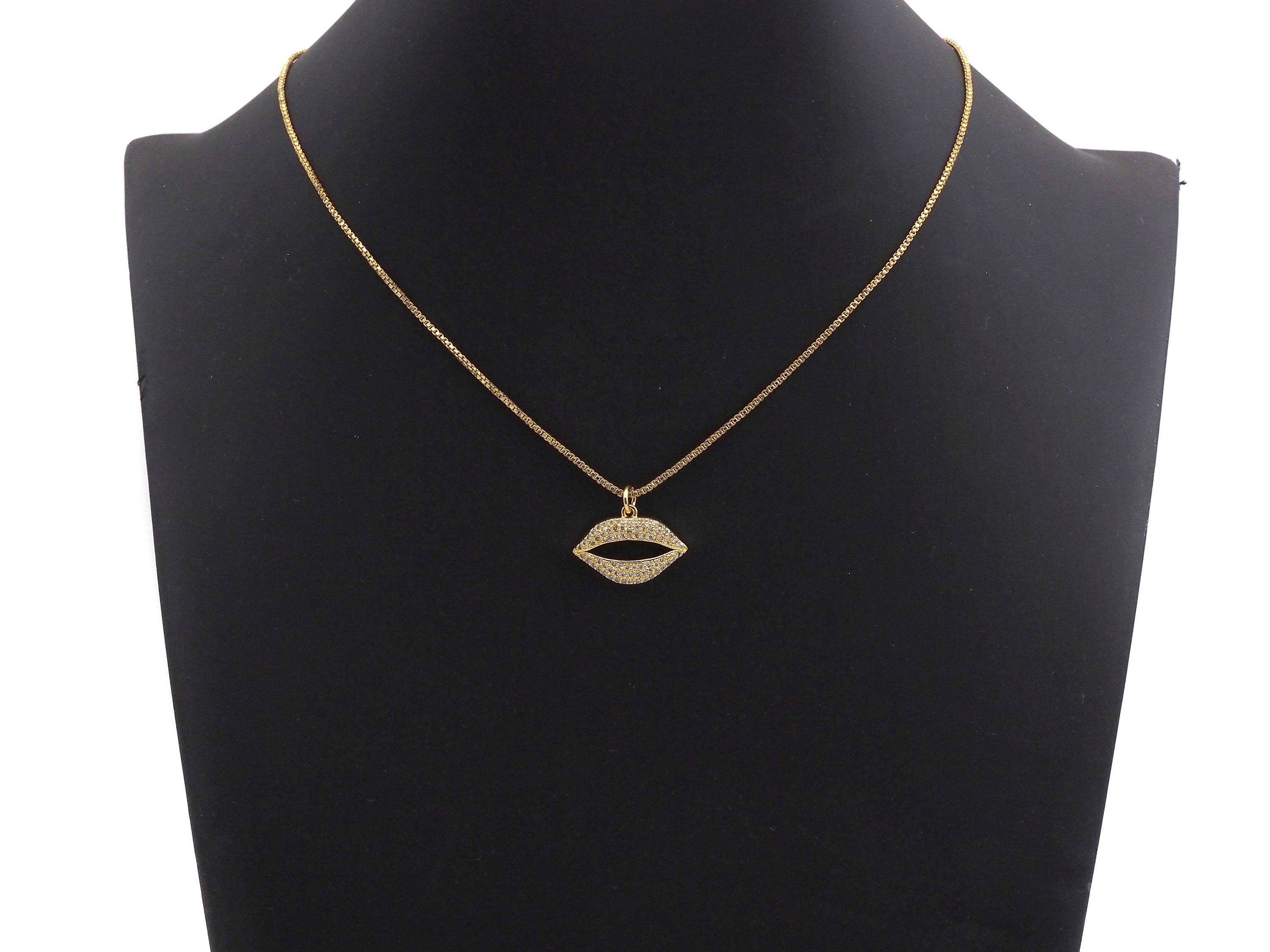 CZ Micro Pave Lip Shaped Pendant/Charm, Cubic Zirconia Pendant Charm, 21x15mm,sku#Z573