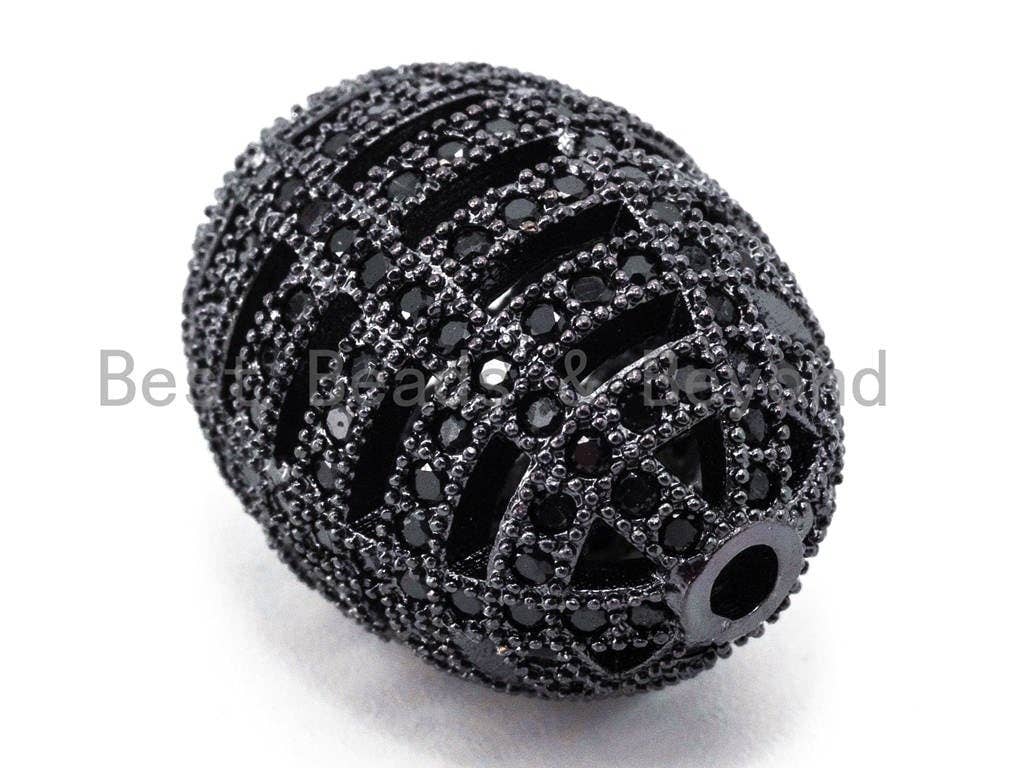CZ Micro Pave Oval Cage Spacer Beads, Green Purple Blue Black Cubic Zirconia Space Beads, Bracelet Spacer Beads,  16x12mm, sku#G55