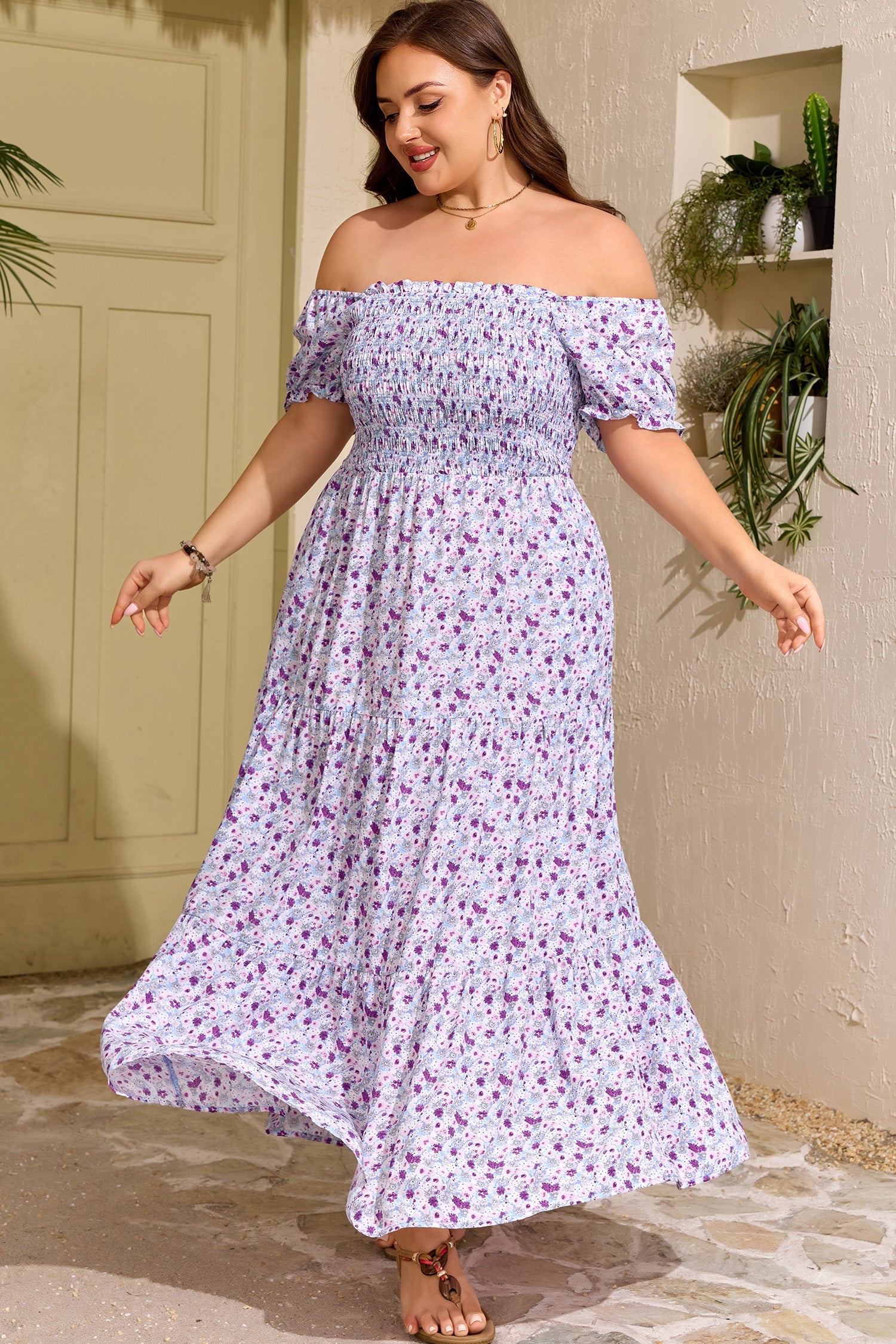 Kelsey Square Smocked Maxi PLUS Dress