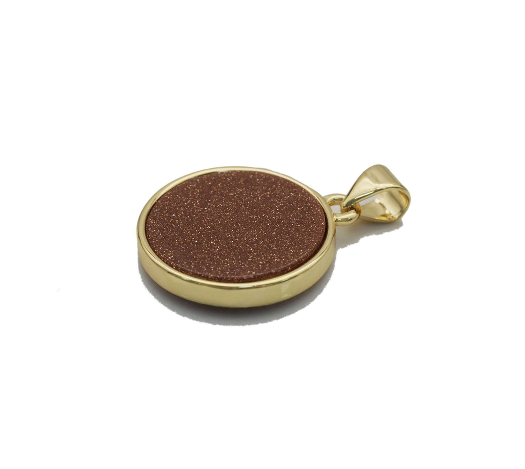 Gold CZ North Star On Round Coin Gemstone Charm, Sku#LX120