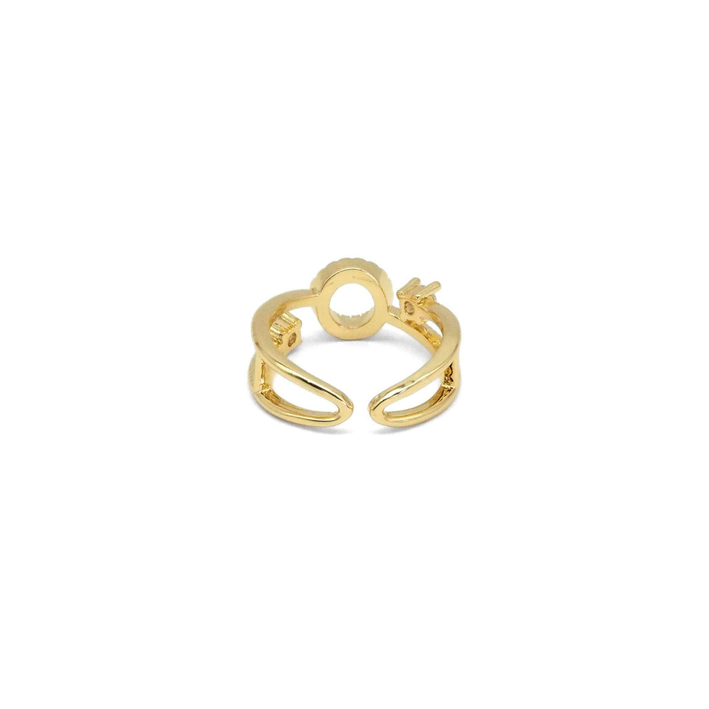 Gold Circle CZ Adjustable Ring, Sku#LX292