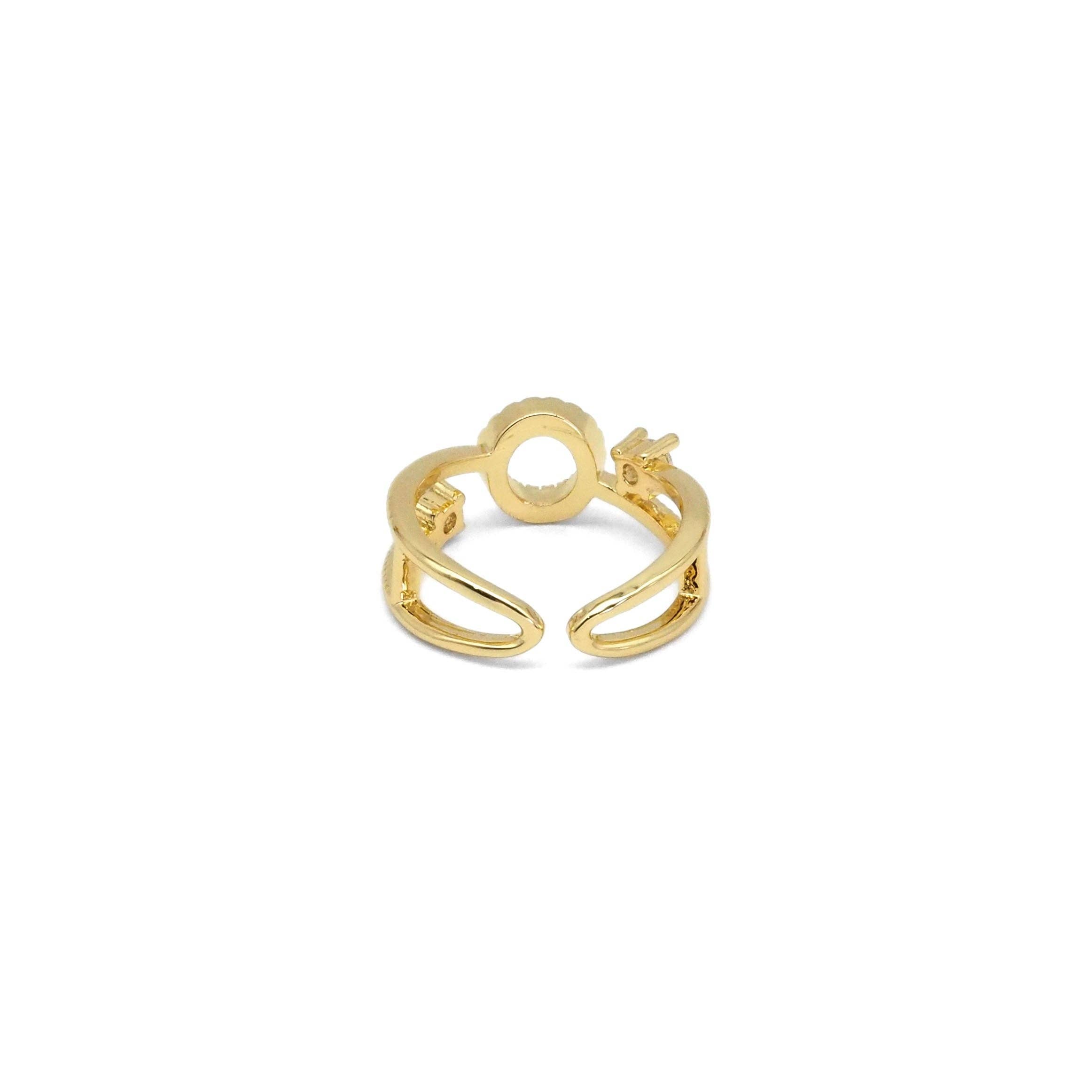 Gold Circle CZ Adjustable Ring, Sku#LX292